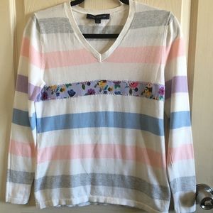 Tommy Hilfiger Pastel Striped V Neck Sweater S/P